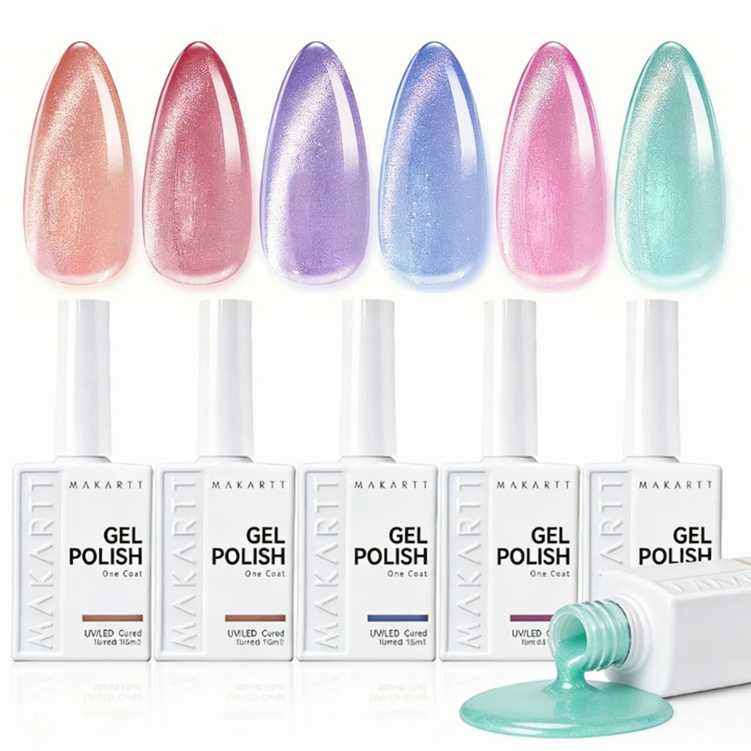 Makartt Cat Eye Gel Polish 6 Colors Magnetic 15ML Holographic