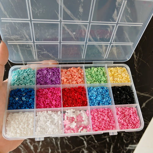 12/15Grids Acrylic Flower Nail Charms Mix Colors Set