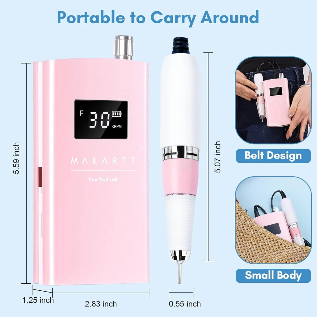 Makartt Electric Nail Drill, 30000RPM Rechargeable