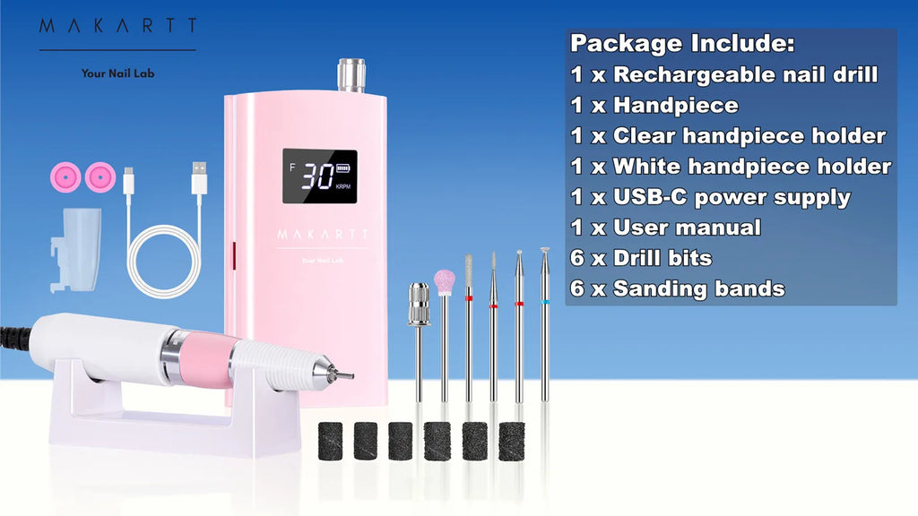 Makartt Electric Nail Drill, 30000RPM Rechargeable