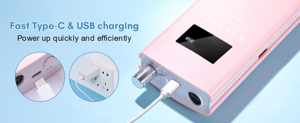 Makartt Electric Nail Drill, 30000RPM Rechargeable